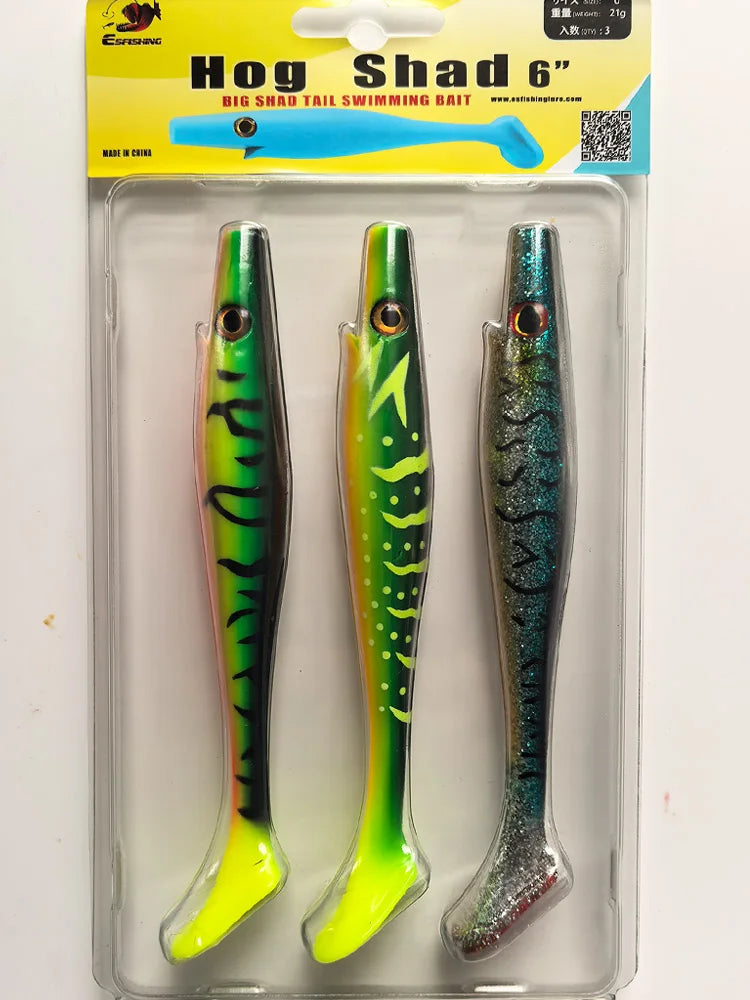 ESFISHING soft lures fishing Peche pike Hog Shad 100mm  200mm Sea Fishing Silicone bait swimbait sea lake isca artificial