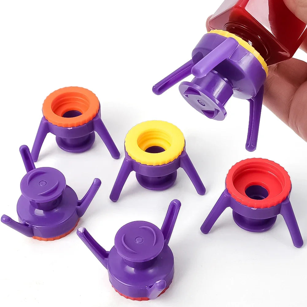 3Pcs/set Squeeze Bottle Cap Upside Down Tripod Bottle Caps No Waste Leak Prevention Cover Kitchen Bathroom Storage Rack Holder
