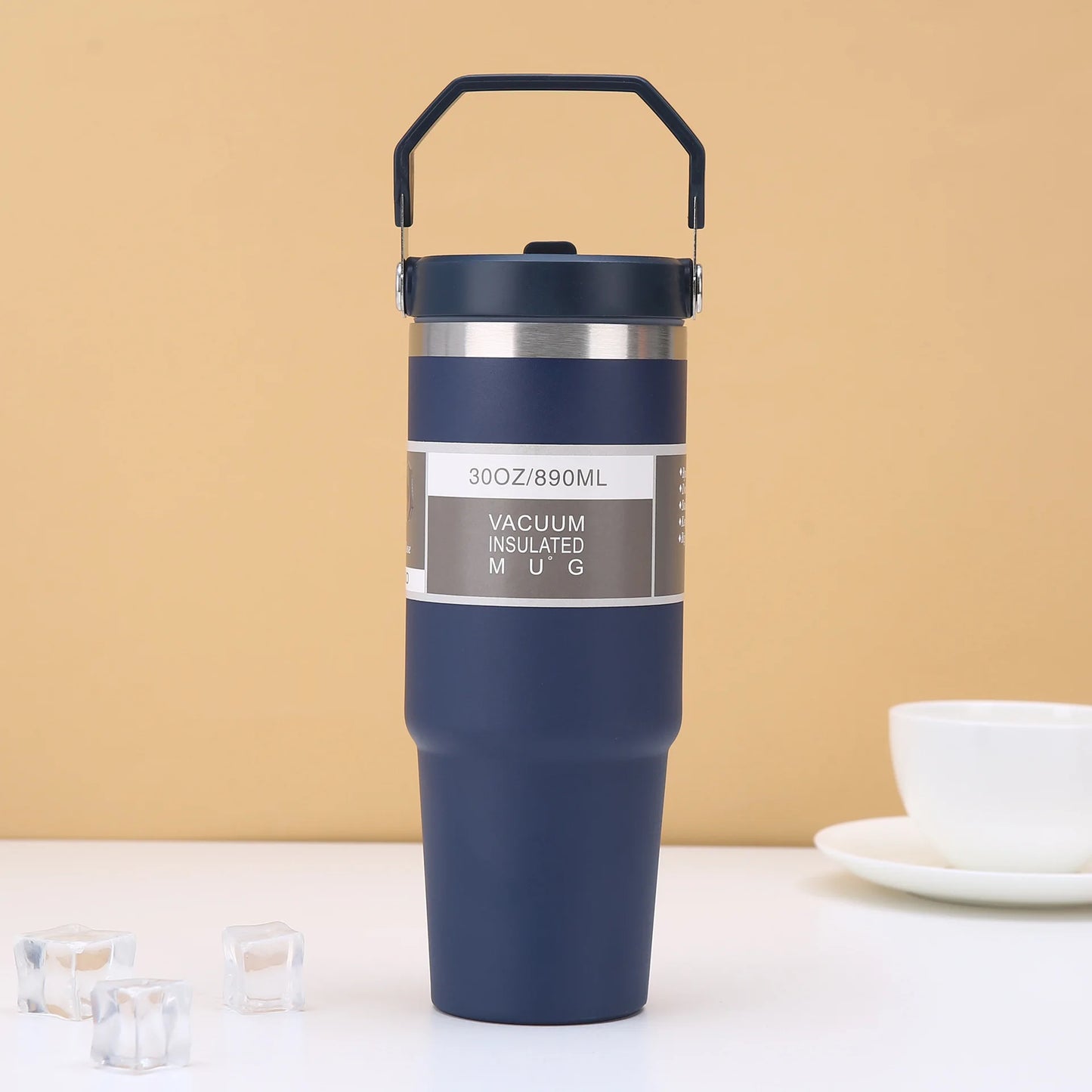 890ML Stainless Steel Thermos Cup with Straw  Keep Cold and Hot Car Coffee Cup Portable Vacuum Flask Travel Thermos Water Bottle