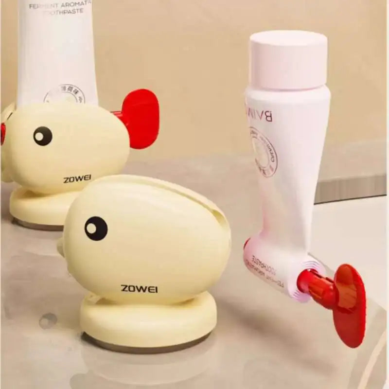 Cute Whale Manual Toothpaste Squeezer Storage Rack with Suction Cup Toothpaste Rolling Dispenser Facial Cleanser Squeeze Clip