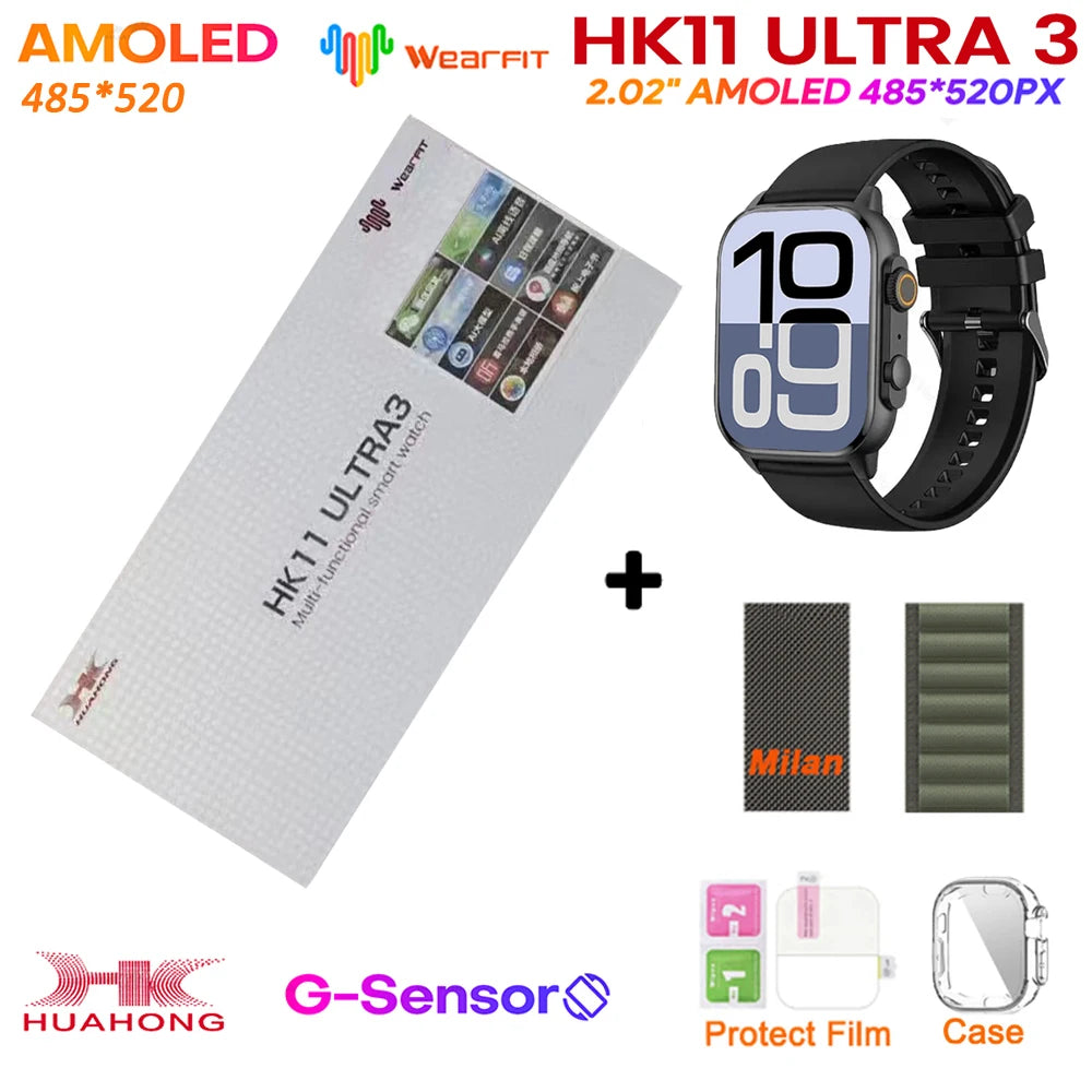 Upgrade Hk11 Ultra 3 Gen2 SmartWatch 4GB ROM AI ROBOT AMOLED Network 49mm G-Sensor ChatGPT NFC Compass GPS 3D Menu Music Watch
