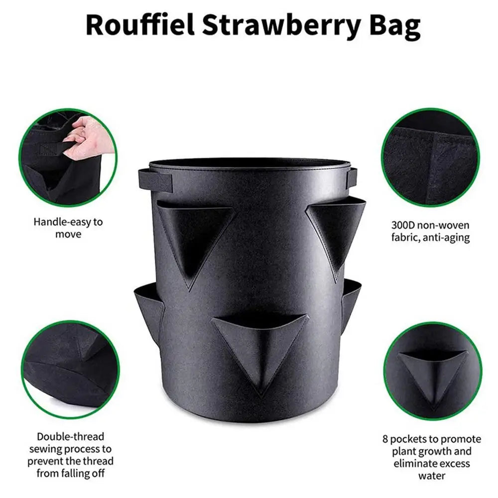 7 Gallons Strawberry Planting Bag Grow Bag With 6 Side Grow Pocket Portable Tomato Planting Bags Strawberry Pots Planting Pots