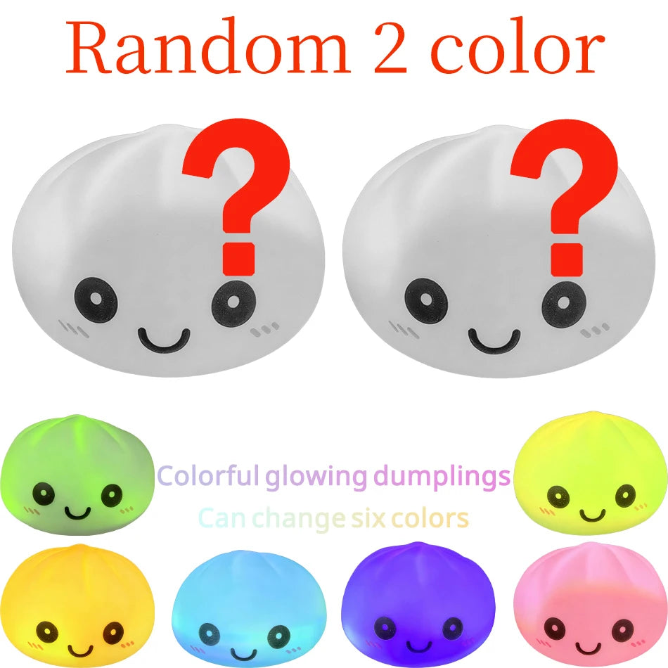 Healing silicone dumpling night light, pressable 6-color gradient LED light, office desktop stress relief gadget