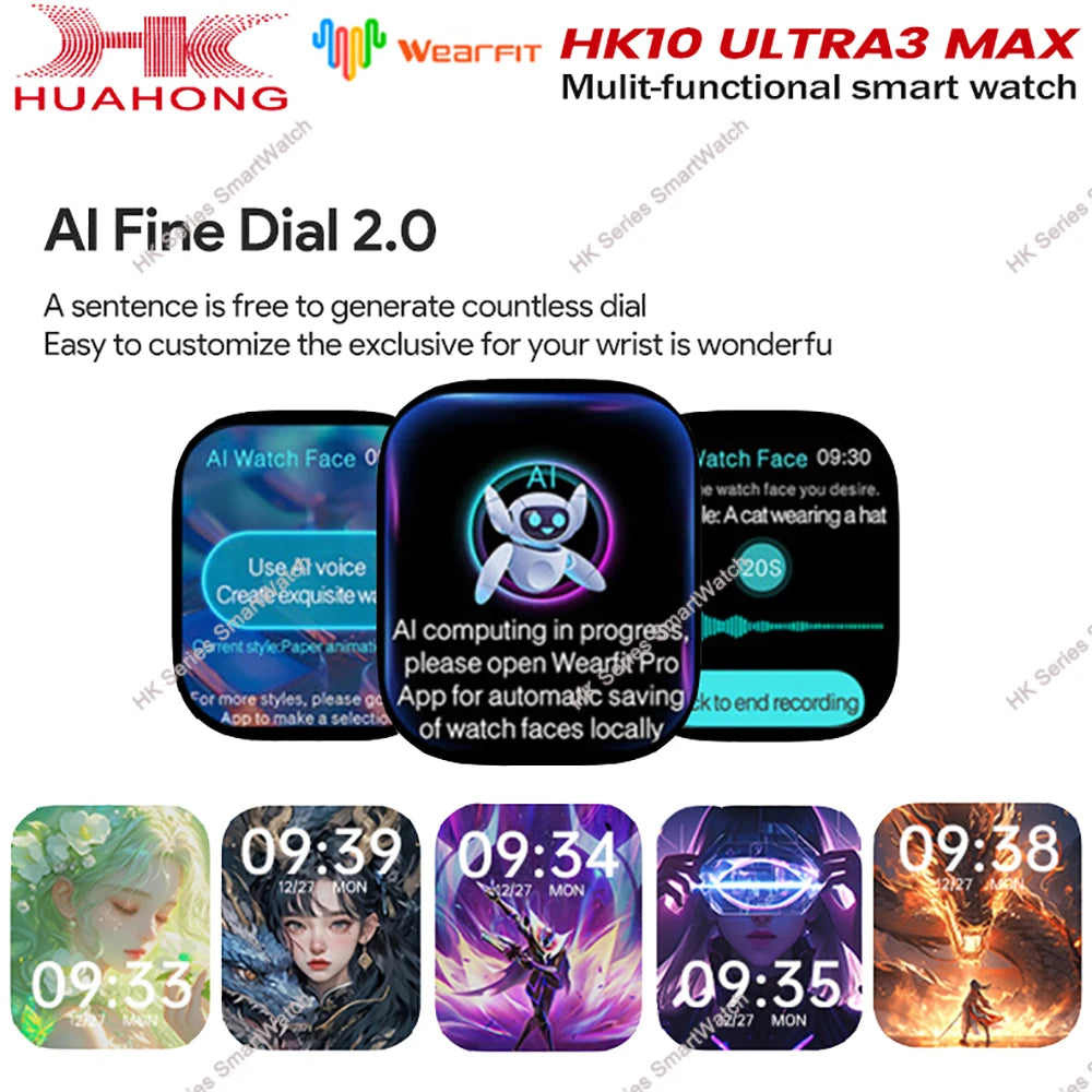 Original HK10 Ultra 3 MAX SmartWatch 2025 For Man Women 49mm HD AMOLED 4GB ROM AI ROBOT NFC GPS Smart Band Watch For IOS Android