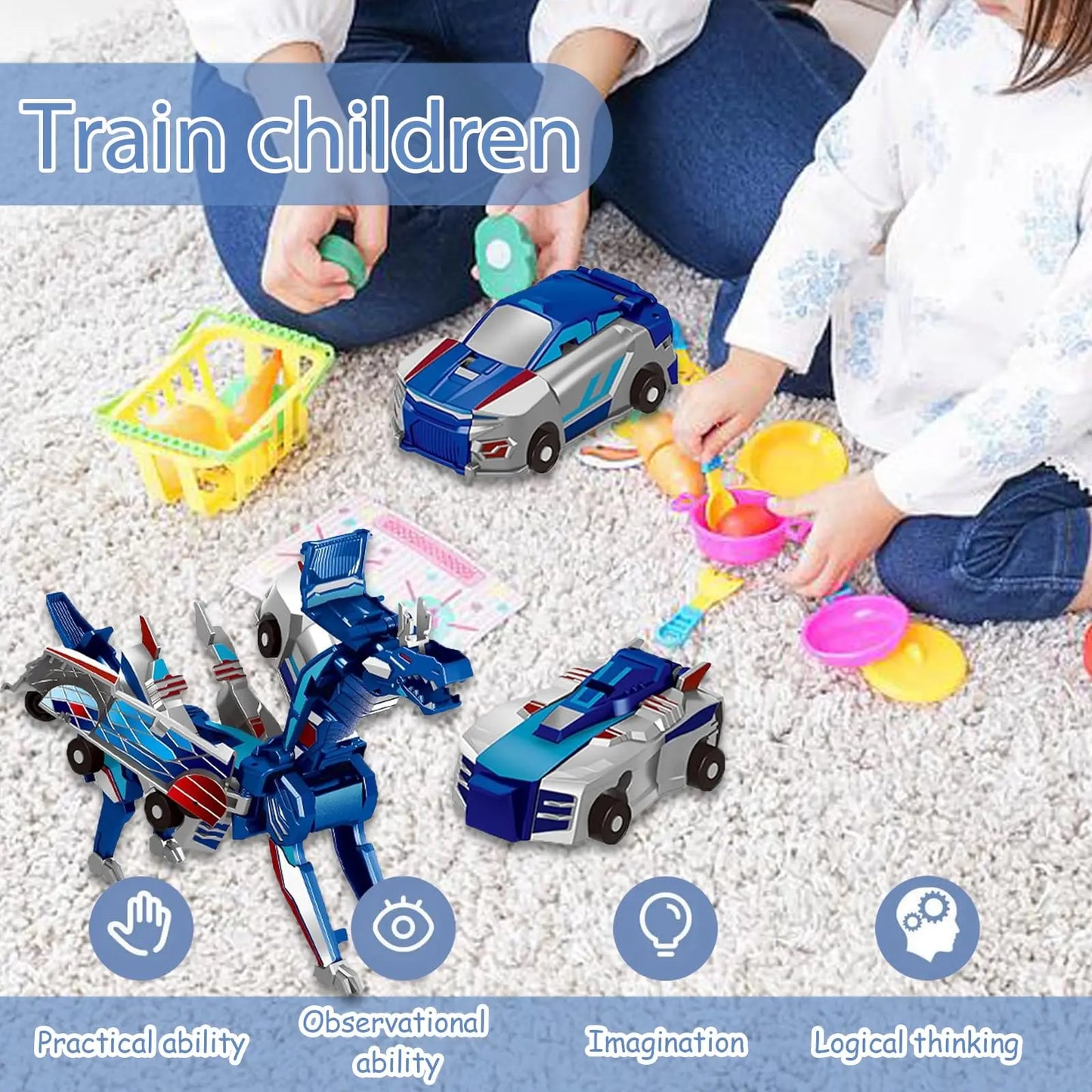 Ultimate Unicorn 2-in-1 Magnetic Car Toy, Transforming Robot for Kids, Inertial Sliding Racing Car, Impact Deformation DIY Toy