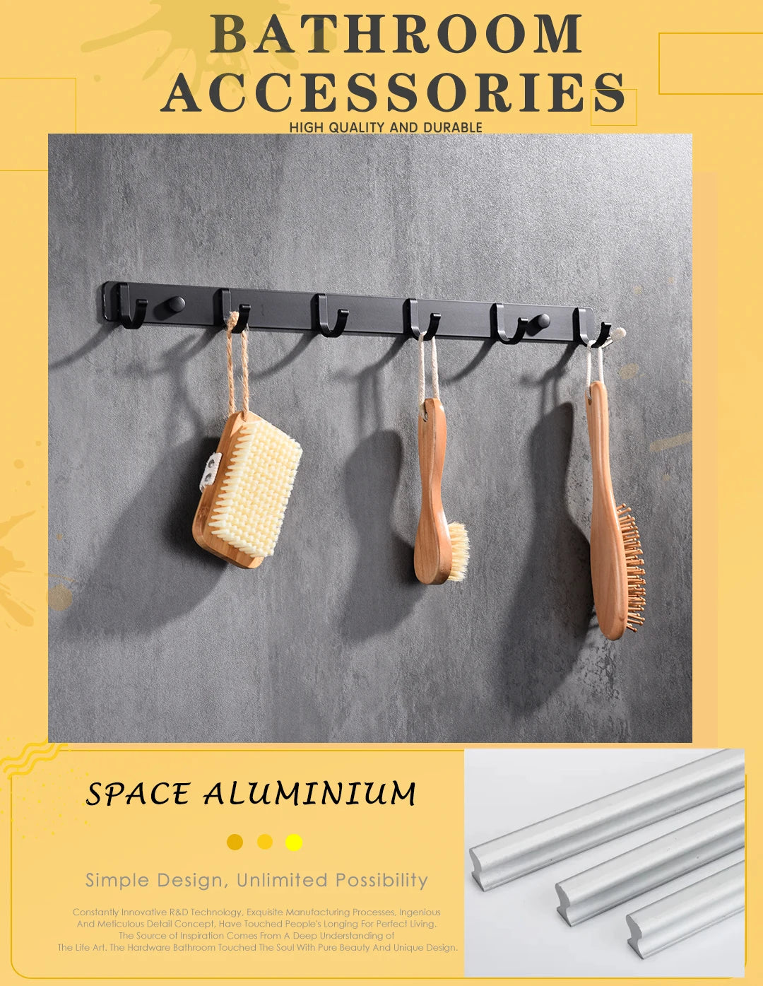Space Aluminum With Multiple Robe Hooks Hanging Clothes Key Storage Hooks Save Space Towel Rack With Hook Bathroom Accessories