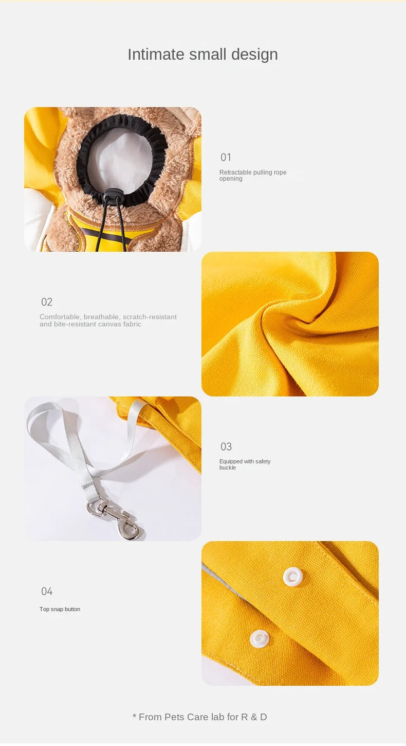 Pet Shoulder Carrying Bag, Cute Bee-Shaped Pet Canvas Shoulder Bag Cat Carrier, Portable Cats Small Pet Canvas Tote Chest Bag