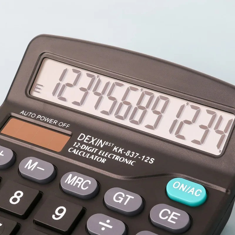 12-Digit Large LCD Display Calculator Financial Accounting Office Calculator with Solar & Battery Dual Power