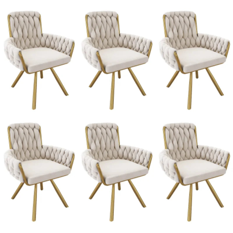 Set of 2/4/6,velvet dining chair,Armchair,single luxurious Leisure swivel chair with four metal support legs,beige
