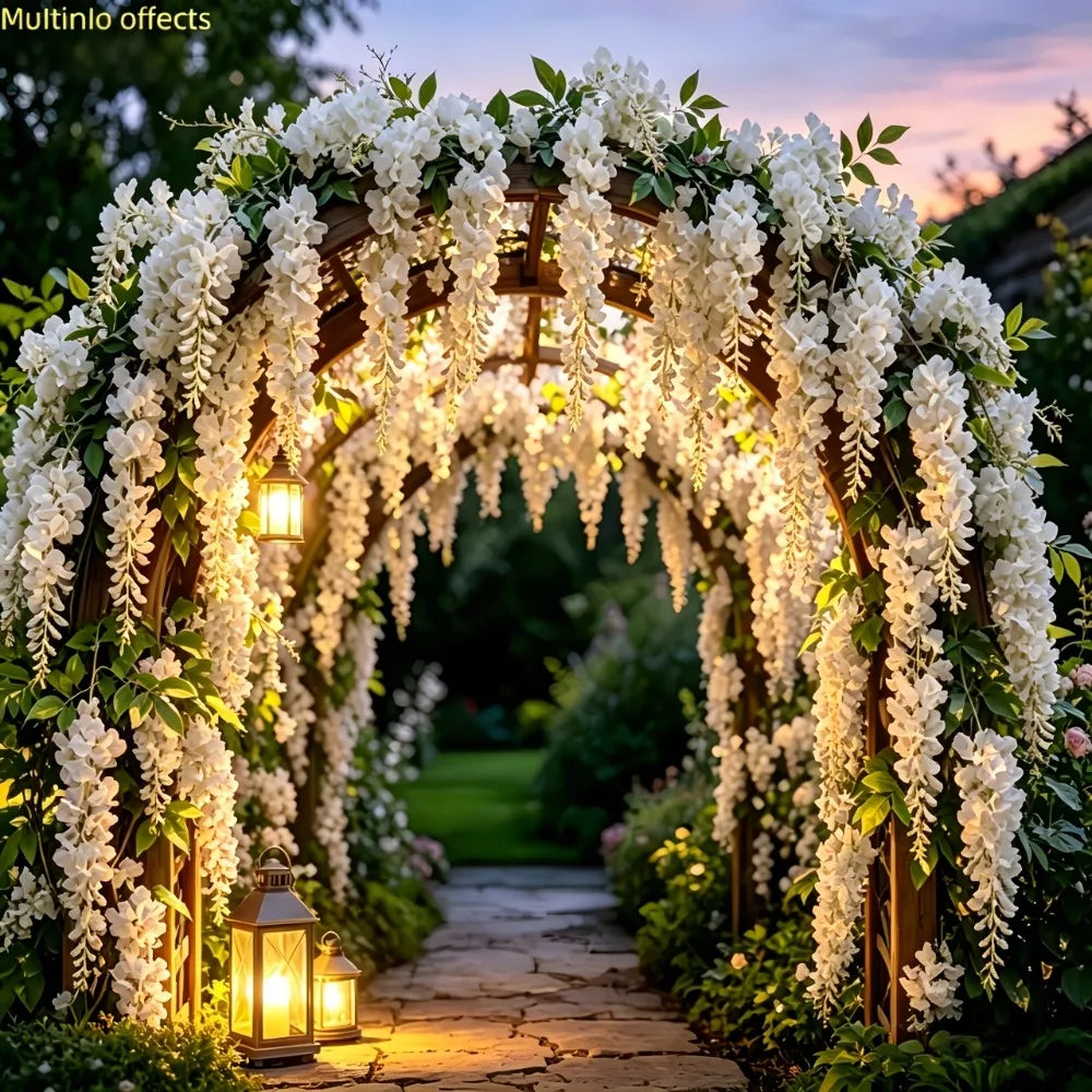 22PC White Rose Vine Wall Hangings and Easy-to-hang White Orchid Flowers Sets Suitable for Various Settings for Homes Wedding