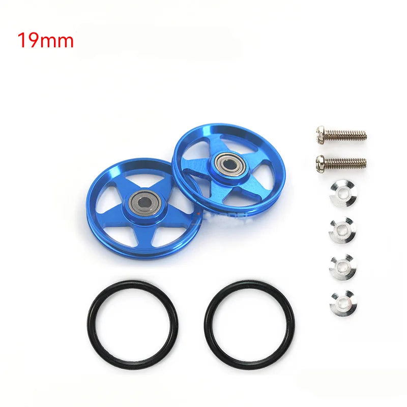 2pcs 15418 13-12mm Aluminum Alloy Guide Rollers 15461/15426 2023Jcup 95160 19mm Roller With Rubber Ring Tamiya Mini 4WD Homemade