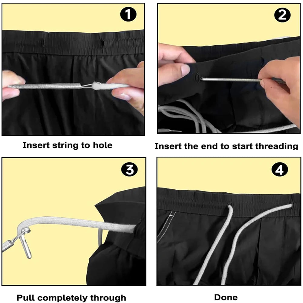 2PCS New Easy threaders Drawstrings Replacement Metal Rope Threader Needle Stick Versatile Spring Drawstring Threader for Pants