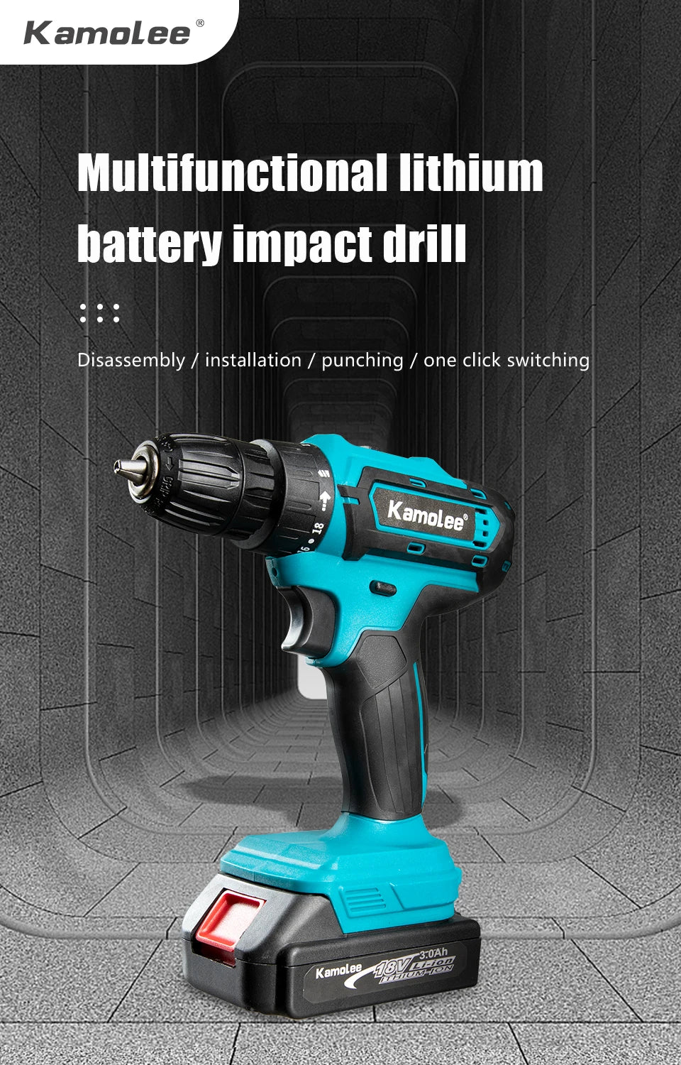 Kamolee 10mmElectric hand drill impact drill household small pistol drill multifunctional rechargeable electric screwdriver tool