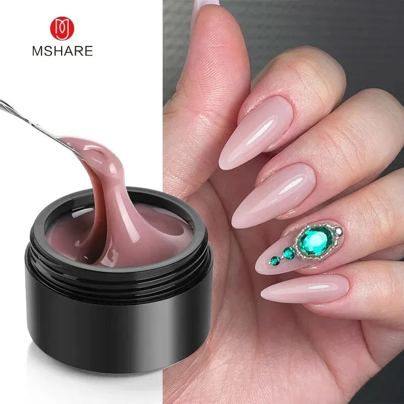 MSHARE 50ml Baby Pink Builder Nails Gel Hema Tpo Free Gel Nail Construction Self Leveling Gel for Nail Extension UV Led