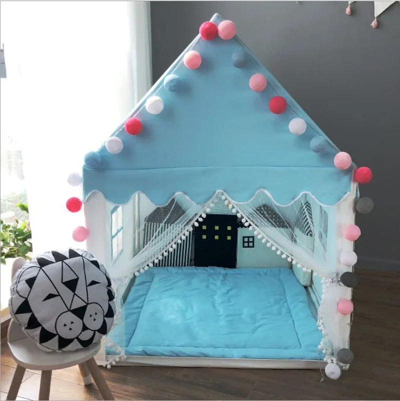 Portable Kids Tent Children's Tent Folding Tipi Baby Play House Large Girls Pink Princess Party Castle Child Room Decor Foldable