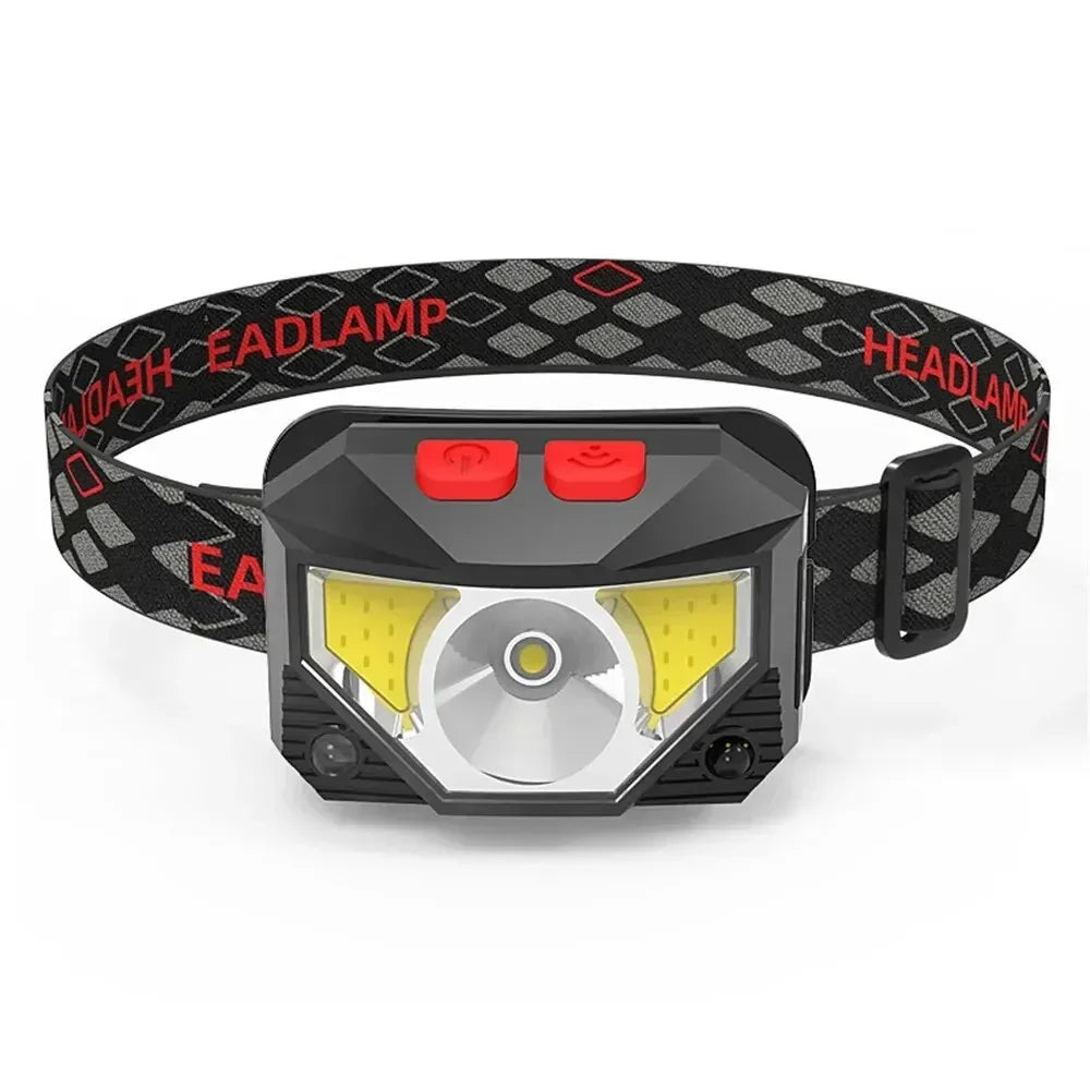 1-3PCS Rechargeable LED Headlamp Sensor Headlight With COB and LED Beads 8 Lighting Modes White and Red Light Fishing Light