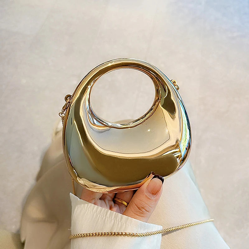 Z. Women's Chain Crossbody Bag Small Purse Acrylic Metallic Luster Half Moon Party Banquet Women's Bag Luxury Handbag