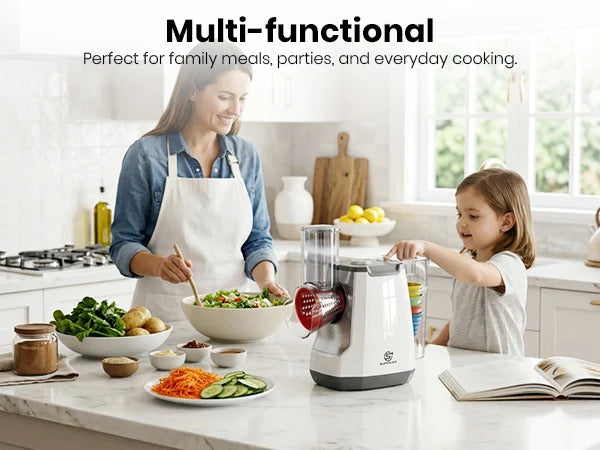 SUPERLEX 5 in 1 Electric Grater 150W Motor Easily Puts In Large Food For egetable Cutter & Slicer Kitchen Cheese Chopper Machine