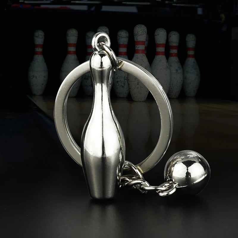 Creative Alloy Bowling Ball Pendant Car Key Ring Purse Bag Ornament Keychain Sports Lover Club Gift Bowling Ball Pendant