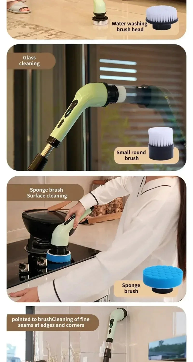 Cordless Electric Spin Scrubber Multipurpose Power Cleaning Brush For Bathroom Kitchen Tile Grout Floor Stain Removal