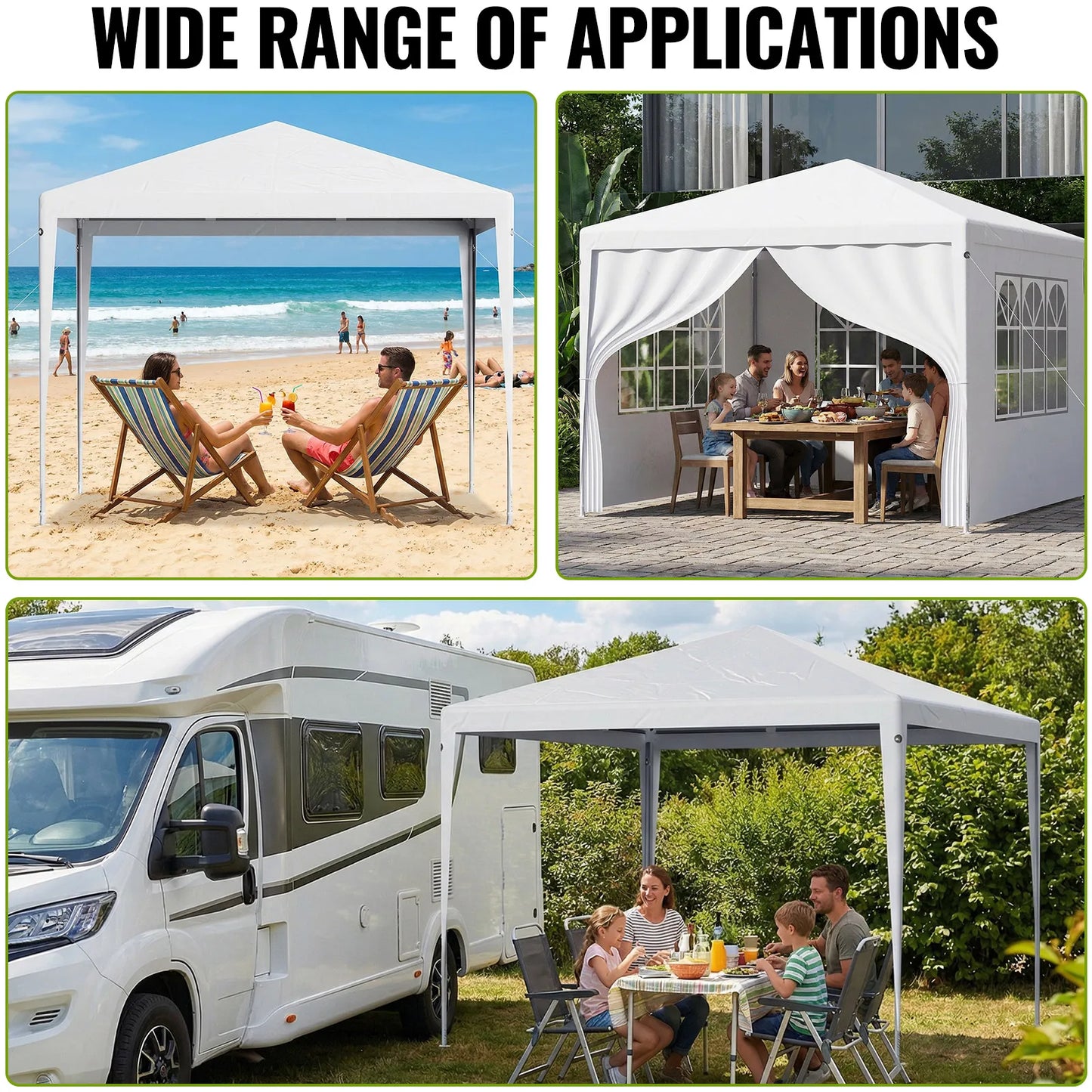 LOEFME 3x4M Enclosed Canopy Tent UV Protection Garden Gazebo Party Tent with Window Panels Zipper Door for Wedding Outdoor