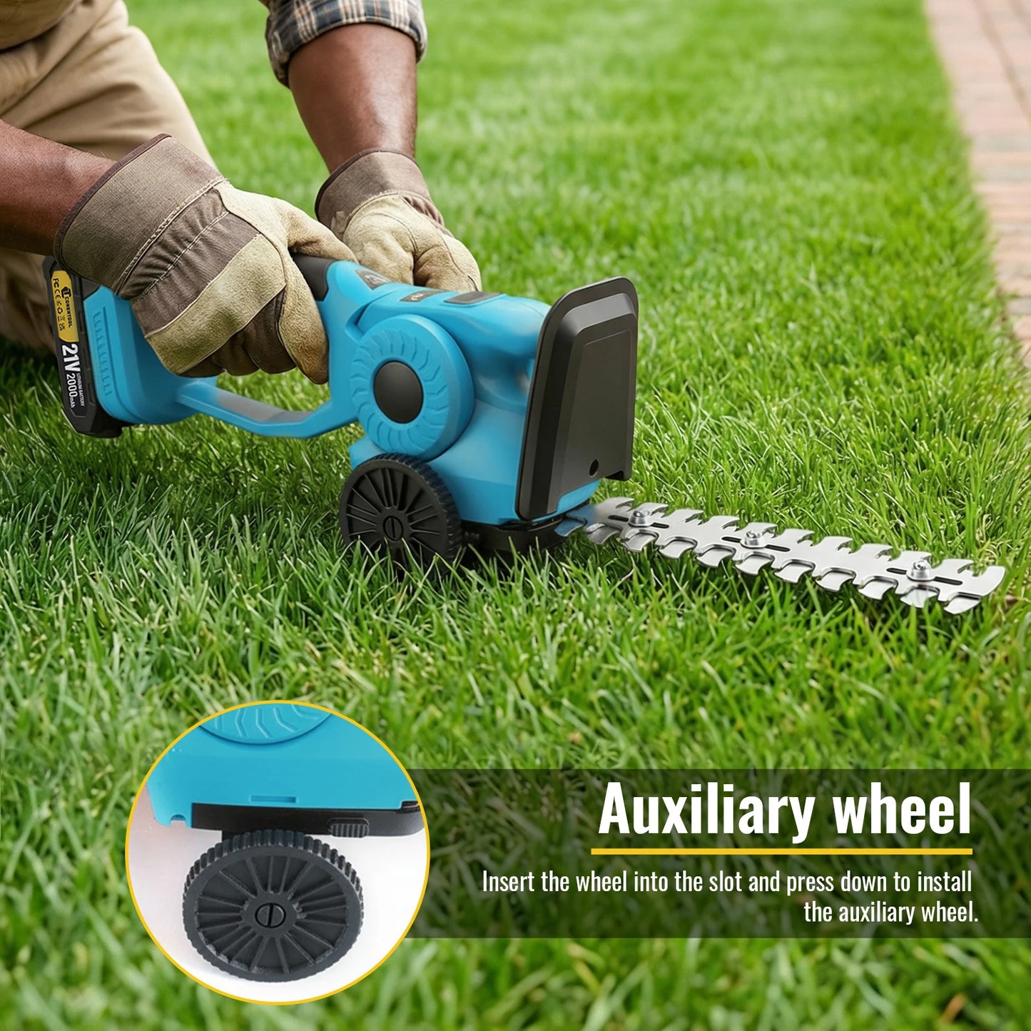CONENTOOL 2in1 21V Cordless Hedge Trimmer 20000RPM 9 Inch Electric Shrub Pruning Shears Grass Cutter for Makita 18V Battery Pin