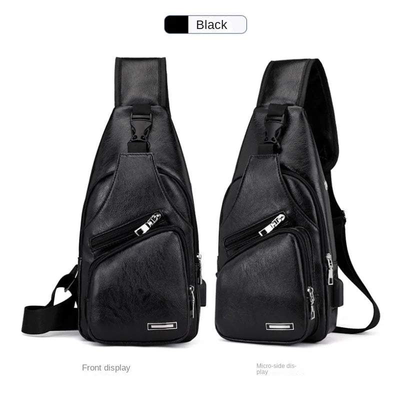 Spot Men's Chest Bag With Headphone Hole USB Shoulder