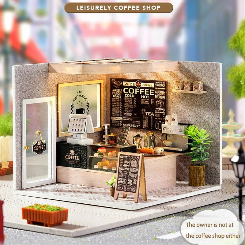 DIY Wooden Miniature Doll House Small House Kit 3D Puzzle Assembly Building Kits With Furniture LED Dollhouse Toys For Gifts