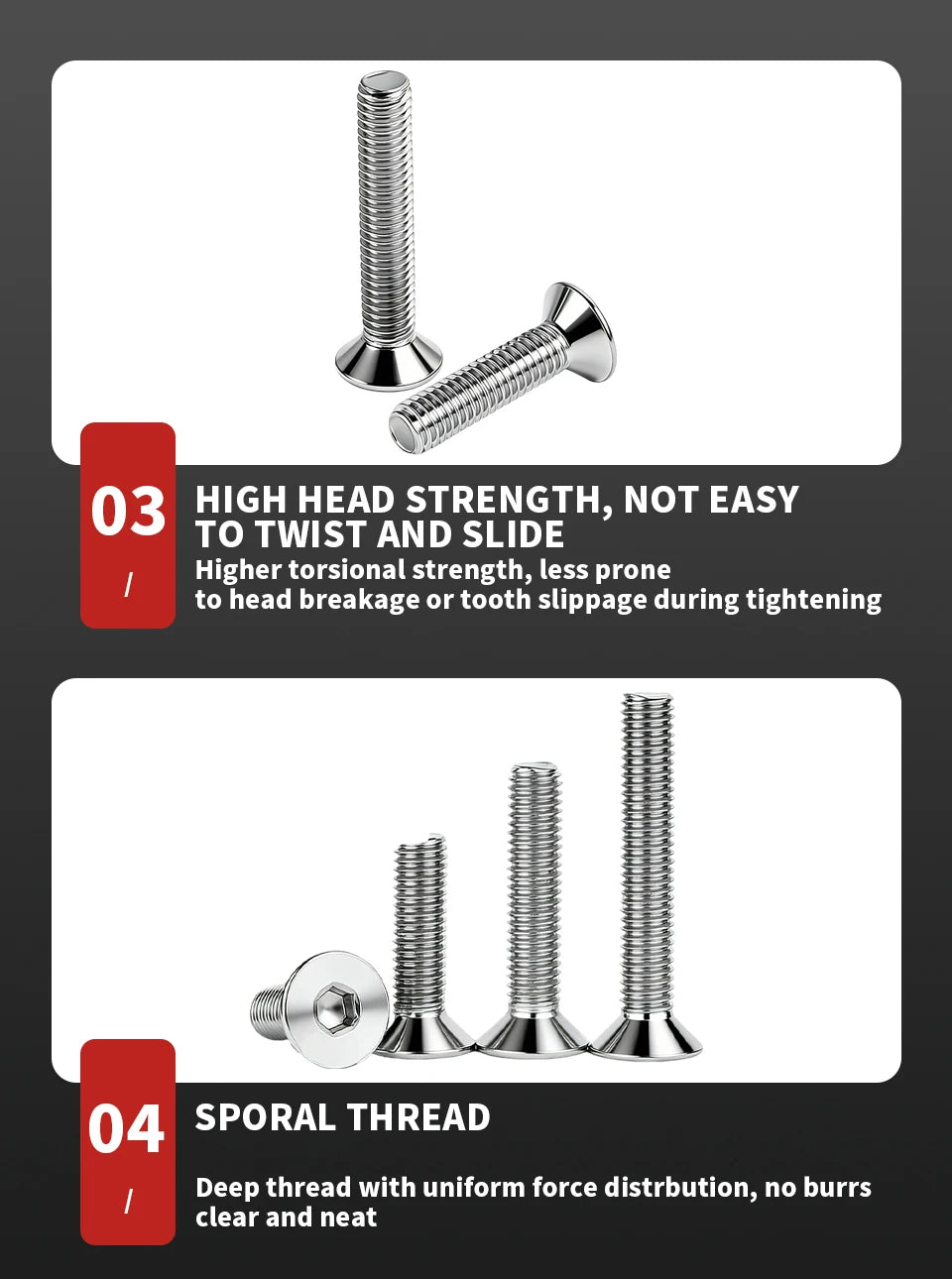 316 Stainless Steel Hexagon Socket Countersunk Head Screw A4-70 DIN7991 M3 M4 M5 M6 M8 M10 Allen Bolt Fastener