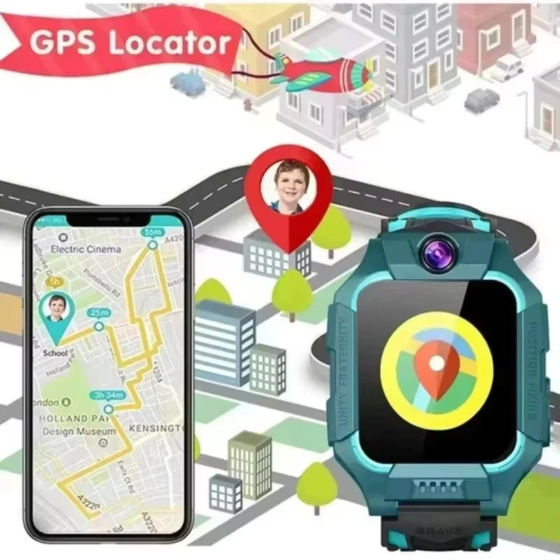 Lenovo 4G Kids Smart Watch 8K Camera SOS GPS Tracker Sim Card Call Waterproof Child Watch for Boys Girls Birthday Gift Android