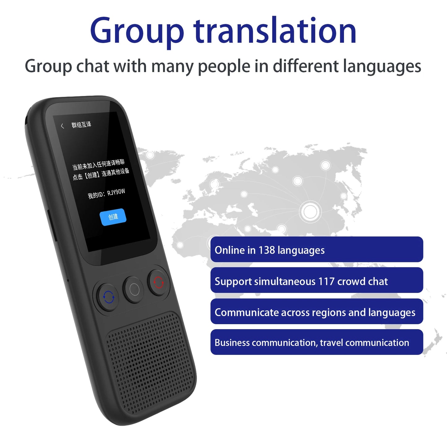 S80 Language AI Translator Device with 138 Languages Voice Translating 17 Offline Translation Simultaneous Interpretation