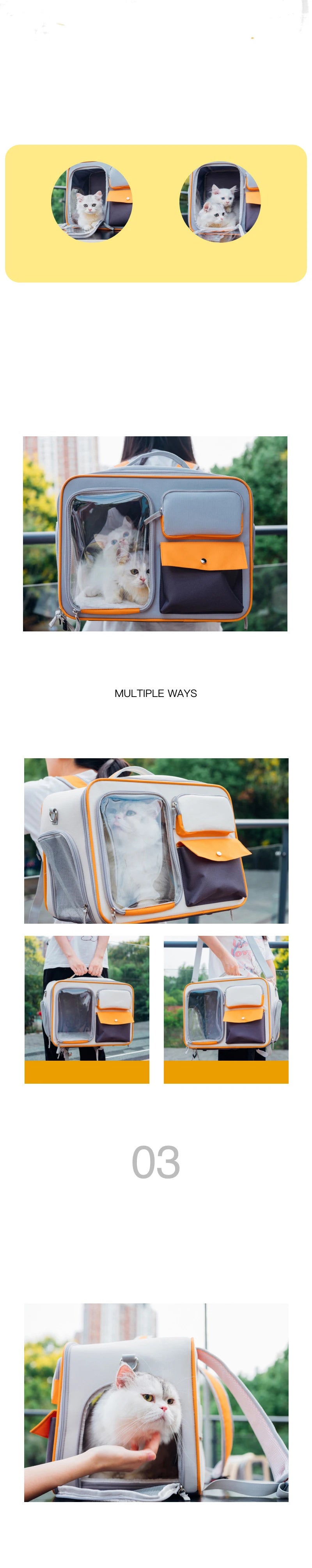 Multifunctional Pet Transport Backpack,Portable Travel Bag,Large Capacity,Three Sides Breathable,Cat Backpack,Thick and durable