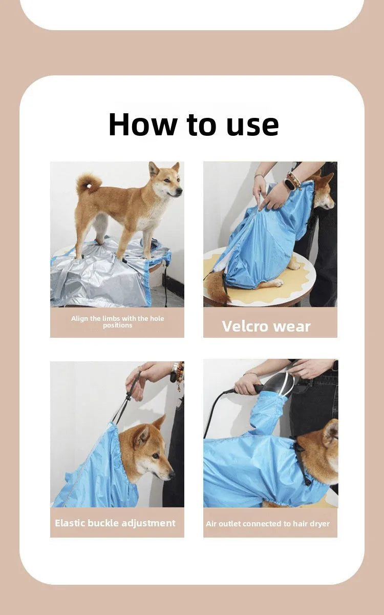 1Pcs S/M/L/XL (4 Sizes) Quick-Dry Pet Hair Dryer for Cats & Large Dogs - No Shedding Fast Drying After Bath, Ideal for Home Use