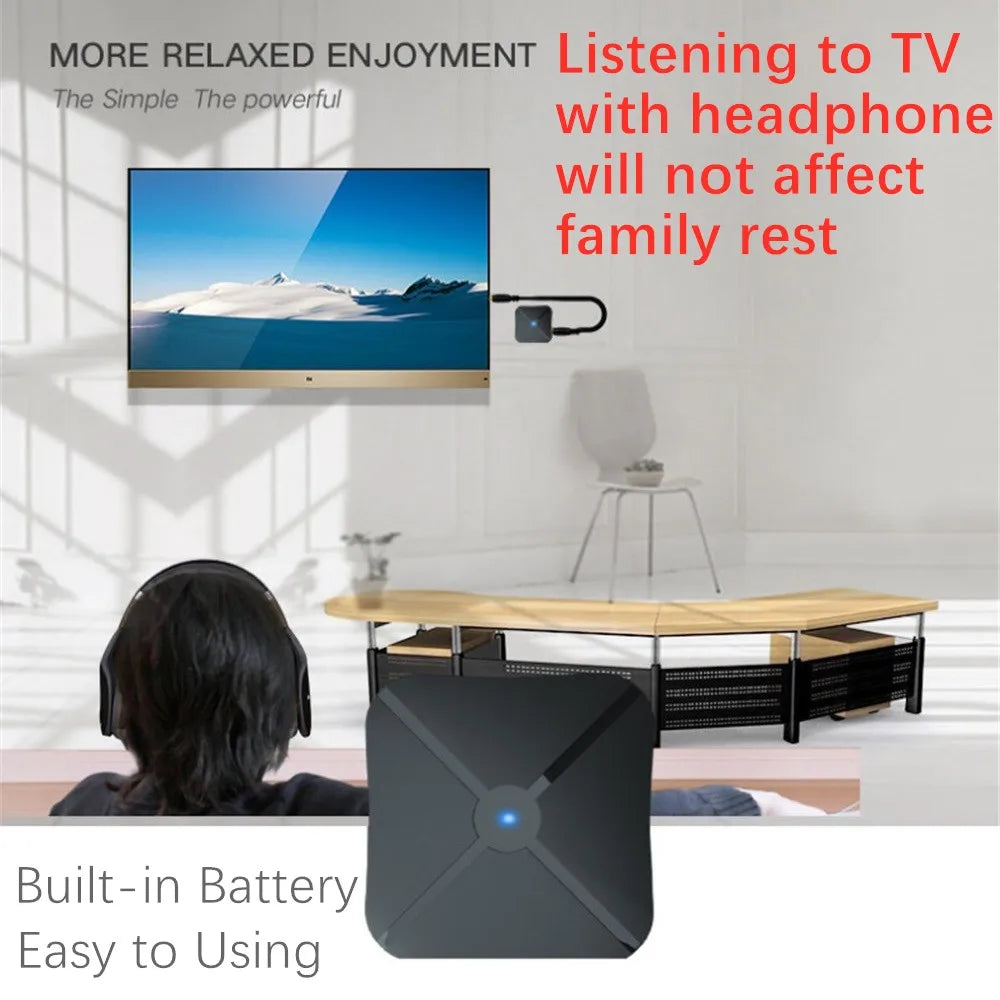 Shoumi 15 Hours Play Wireless Headset Bluetooth Television Headphone with Mic,Bluetooth Adapter Built-in Battery,for TV Computer