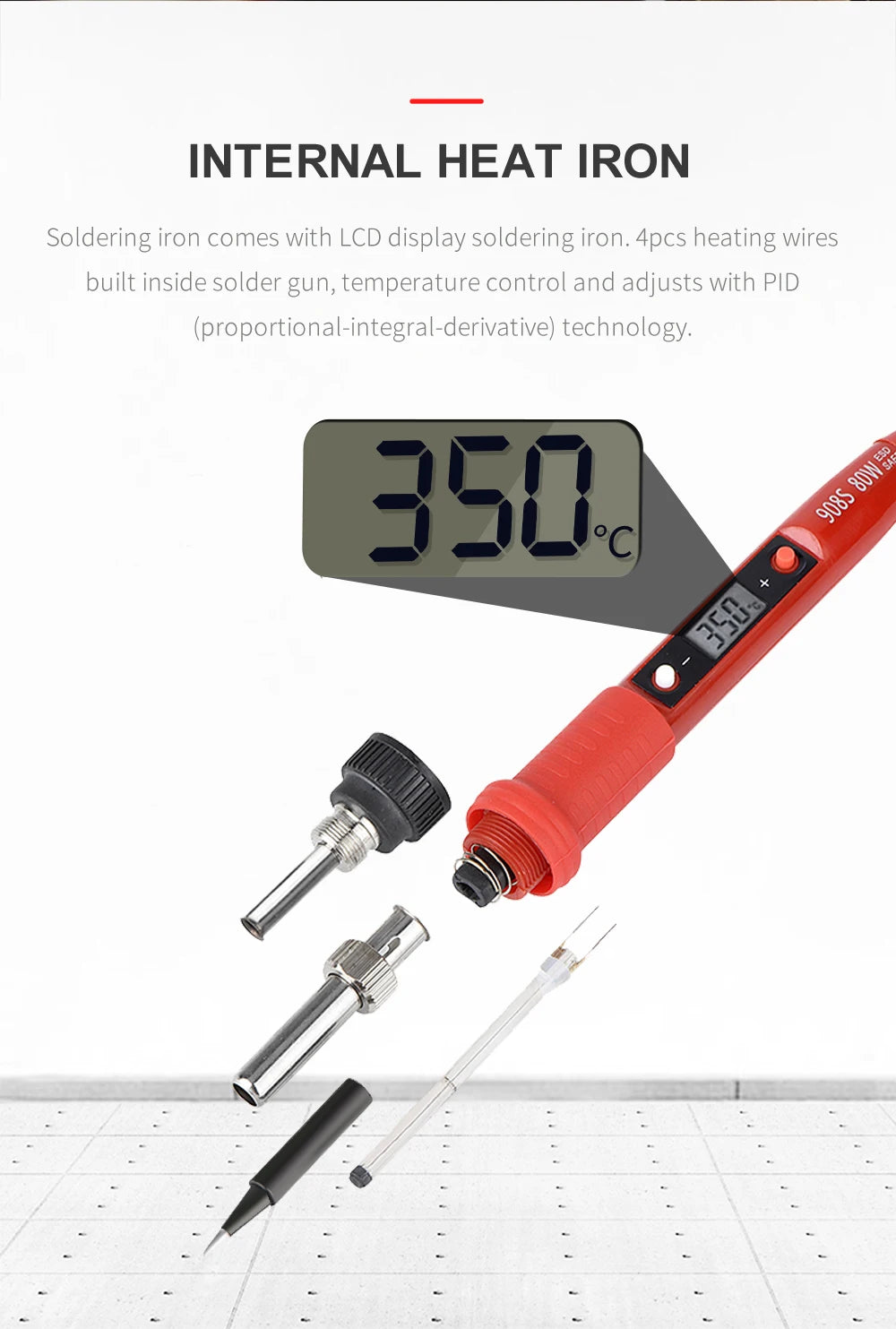 JCD Electric Soldering Iron 80W LCD Digital Display Adjustable Temperature Soldering Iron Tips 220V/110V Welding Solder Tools