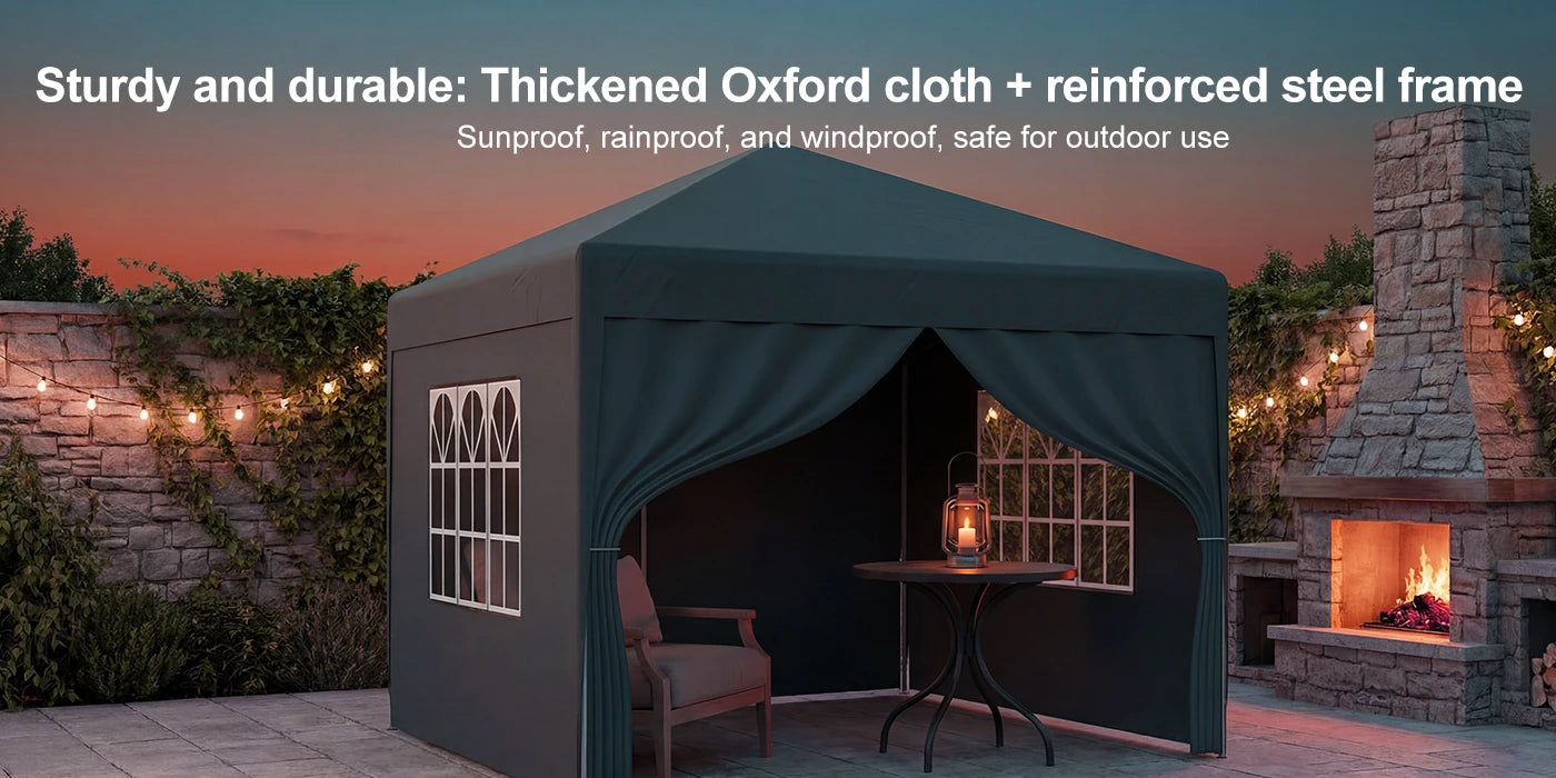 LOEFME 3x3M Pop Up Gazebo Waterproof Windproof Portable Outdoor Canopy Sun Shelter Removable 4 Sides Cloths Garden Camping Tent