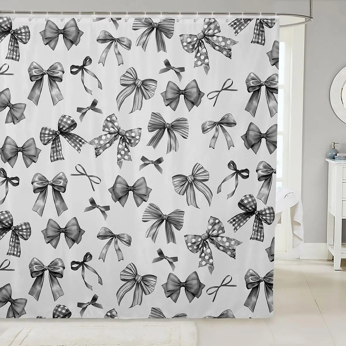 Checkered Grid Shower Curtains Buffalo Plaid Bathroom Curtain for Kids Women Men Black Brown Bathroom Accessories Geometric