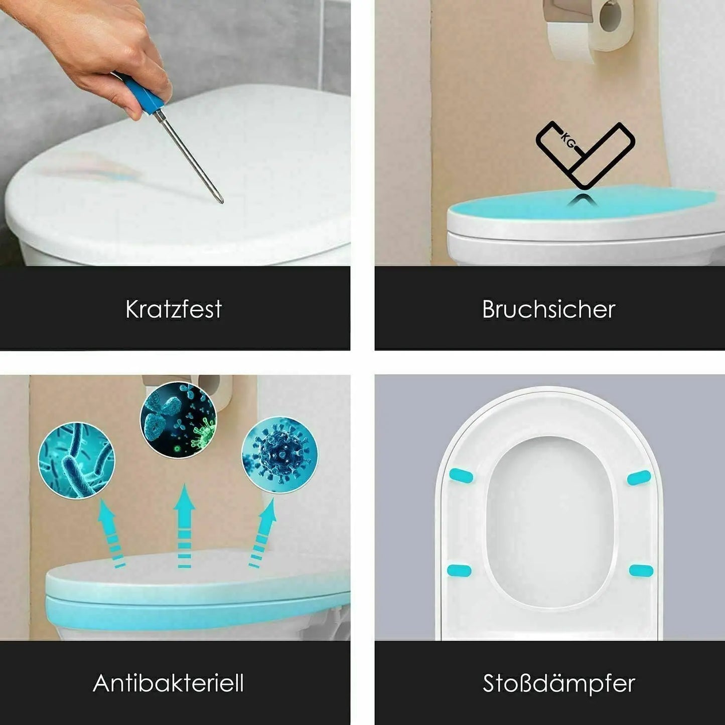 DayPlus Toilet Seat, Soft Close Toilet Seats White with Quick Release, Sturdy Duroplastic Anti-Bacterial Toilet Lid WC Seats