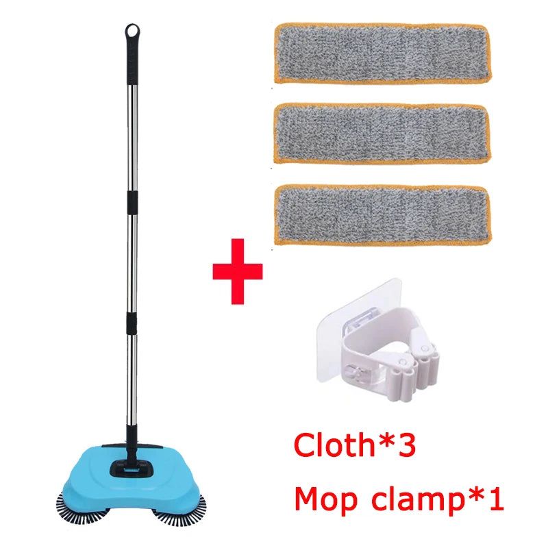 Floor Sweeper with Rotating Long Handle Push-Type Vacuum Cleaner Mop Set for Hardwood Tiles Kitchen Bedroom Office Home Cleaning