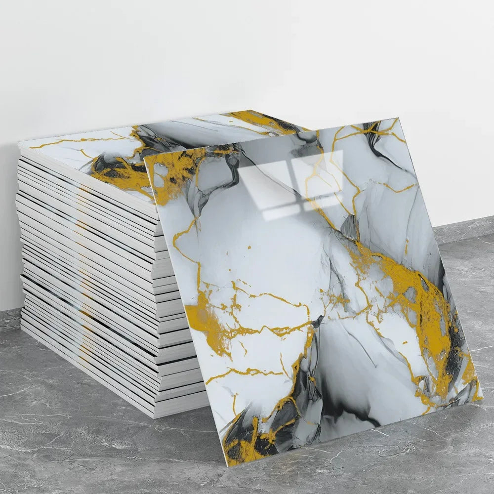 Waterproof Peel and Stick Marble Wall Tiles11.8x11.8 in Self Adhesive PVC Panels for Bathroom Kitchen and Living Room