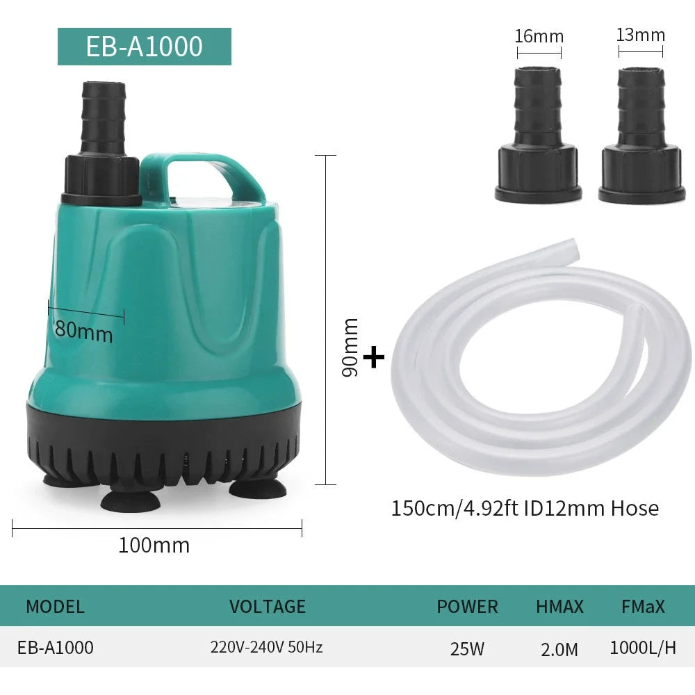5/8/18/25/40/60/90W Fish Tank Bottom Suction Submersible Pump Bottom Filter Silent Suction Feces Change Pump Multi-function Pump