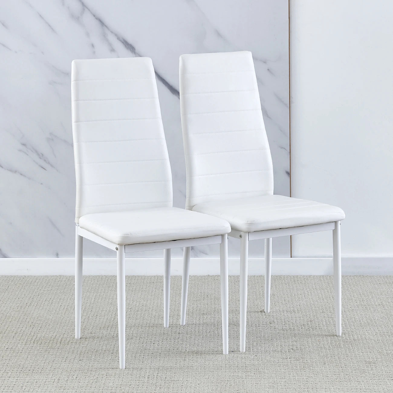 BonChoice Set of 2/4/6 Dining Chairs PU Leather/Velvet High Back With Metal Legs For Dining Room Kitchen Restaurant Office