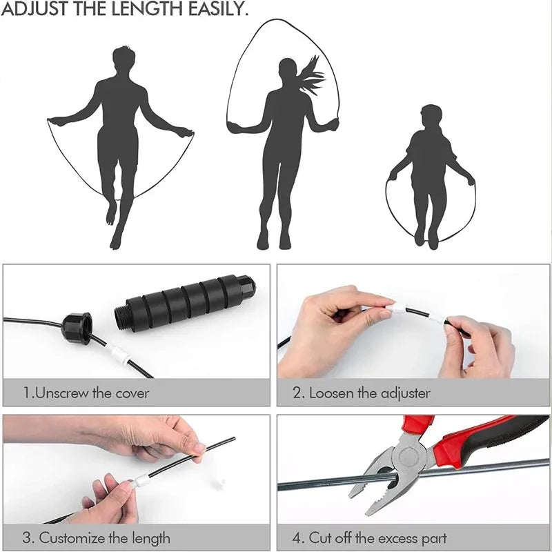 The New Jump Rope Steel Wire Skipping Exercise Adjustable Jumping Fitness Workout Training Home Sport Equipment Tangle-Free