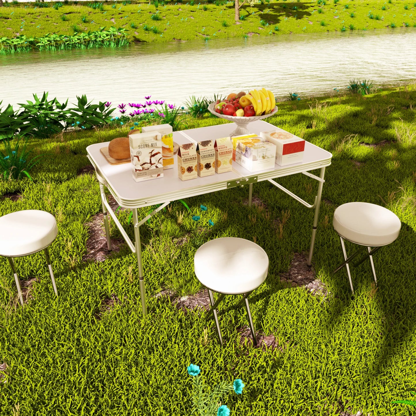 Folding Picnic Table Outdoor,Folding computer table for Homework Compact Handy Camping Table Garden Party BBQ,Multi-Purpose