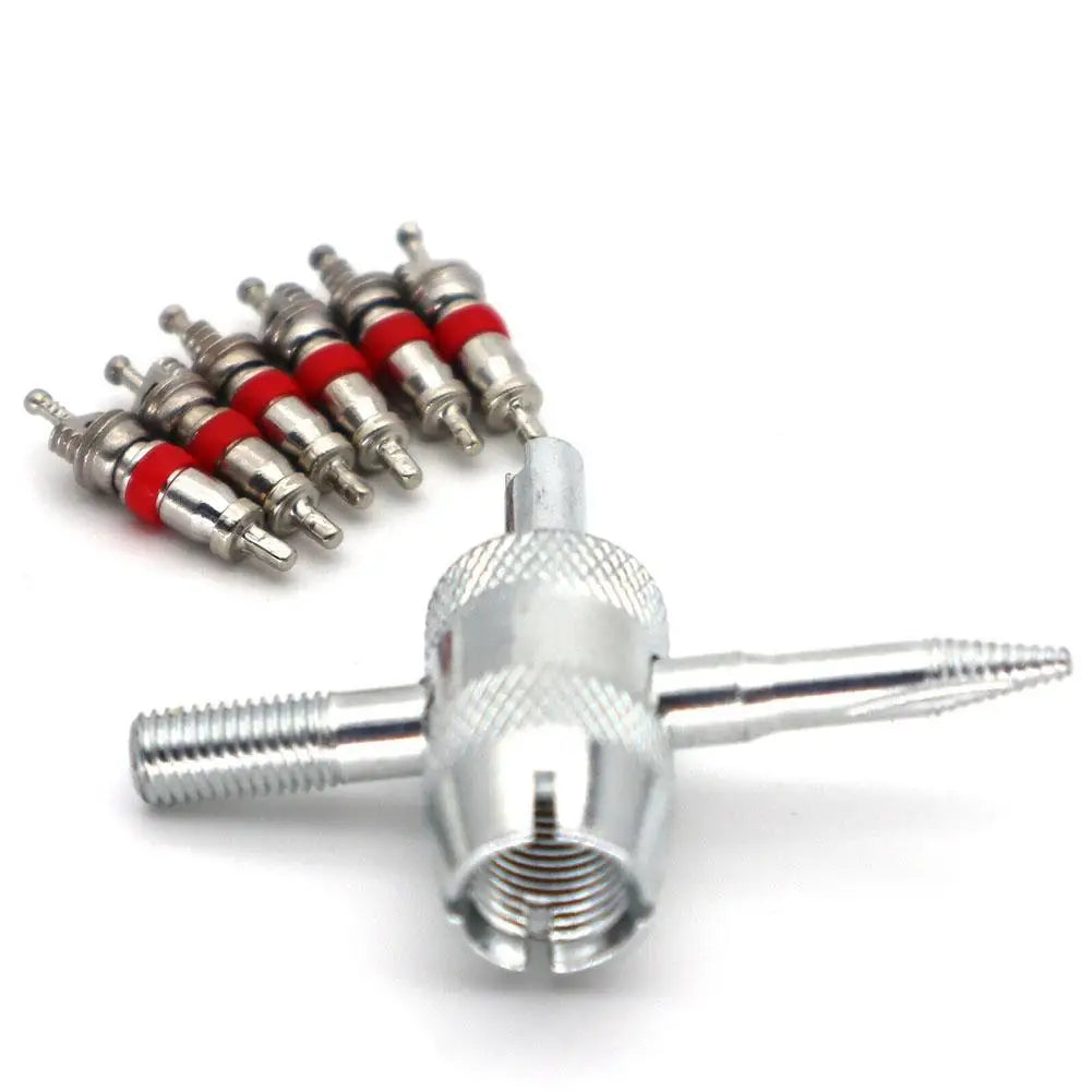 Automobile Tire Valve Core Wrench Set Four In One Valve Stem Repair, Installation And Removal Tool Cleaning Tool