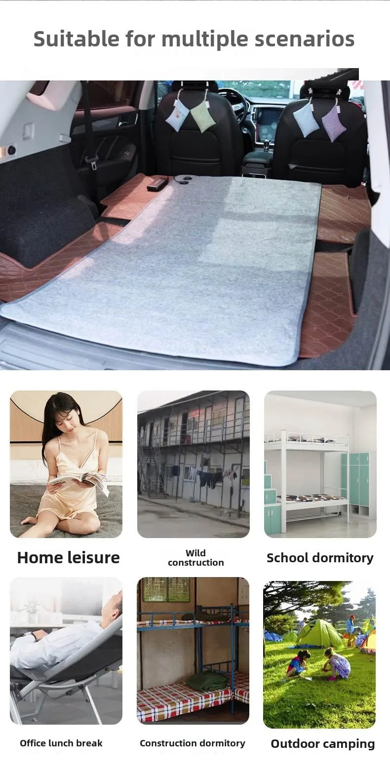 6 Area 10W DC Heated Mat Plush Electric Blanket Single Mattress USB Type-C Interface Portable Washable Office Bedroom Outdoor