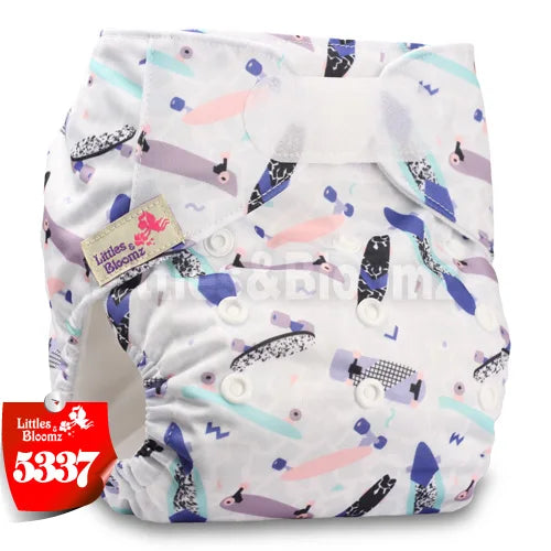 [Littles&Bloomz] Baby Washable Reusable Real Cloth STANDARD Hook-Loop Pocket Nappy Diaper Cover Wrap, suits Birth to Potty