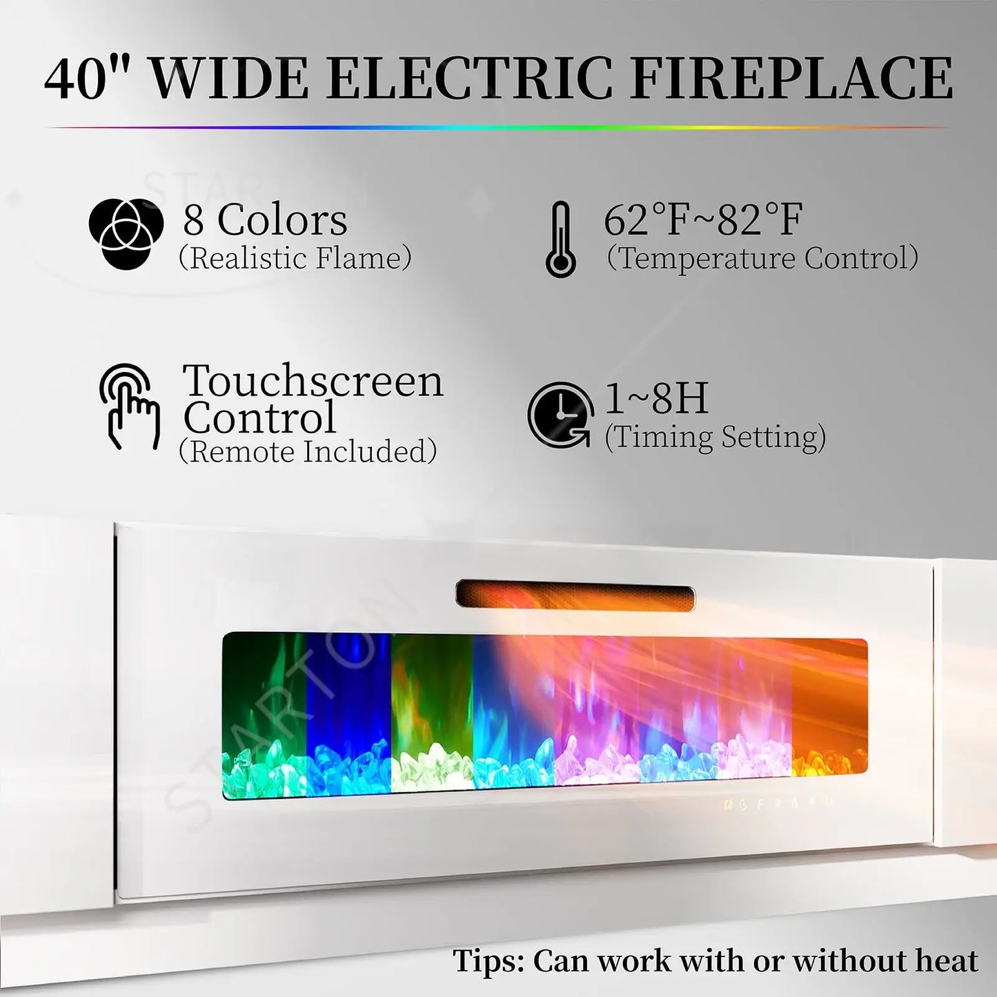 Floating Fireplace Tv Stand Modern High Gloss 72" Entertainment Center Wall Mounted Electric Fireplace Tv Media Console