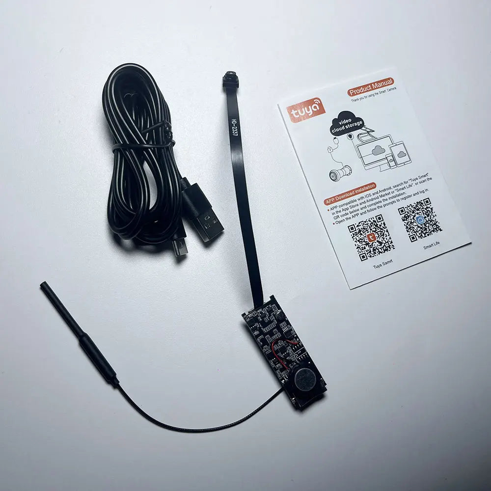 Tuya Mini wifi Pcb Camera Wide angle 2.1mm 3MP Indoor Onvif Built-in Audio TF Card Slot IPC  Smart Security TUYA APP Cam
