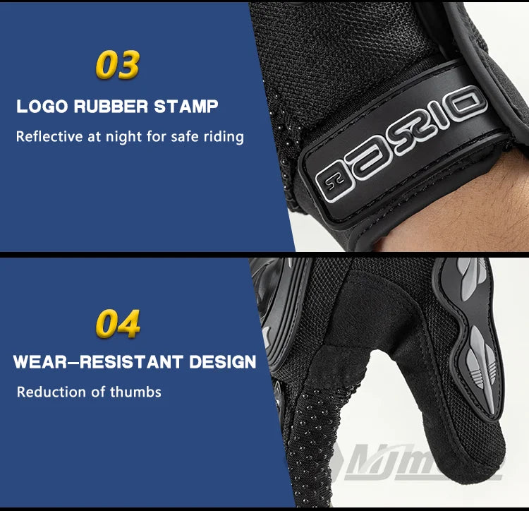 Ummer Breathable Full Finger Motorcycle Gloves Non-slip Wear-resistant Motocross Racing Gloves Touch Screen Moto Biker Gloves
